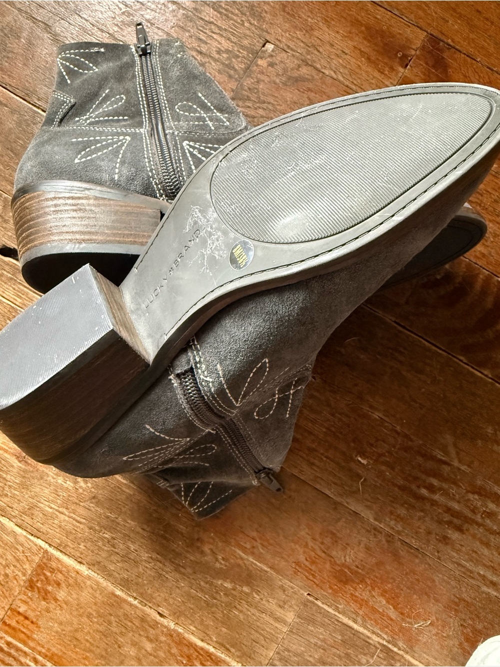 Lucky Brand Gray Suede Festival Western Ankle Boots - Picture 4 of 4